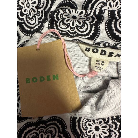 Boden Sleeveless Jersey Cotton Black White Shift V-Back Dress Womens 8R - Picture 8 of 9